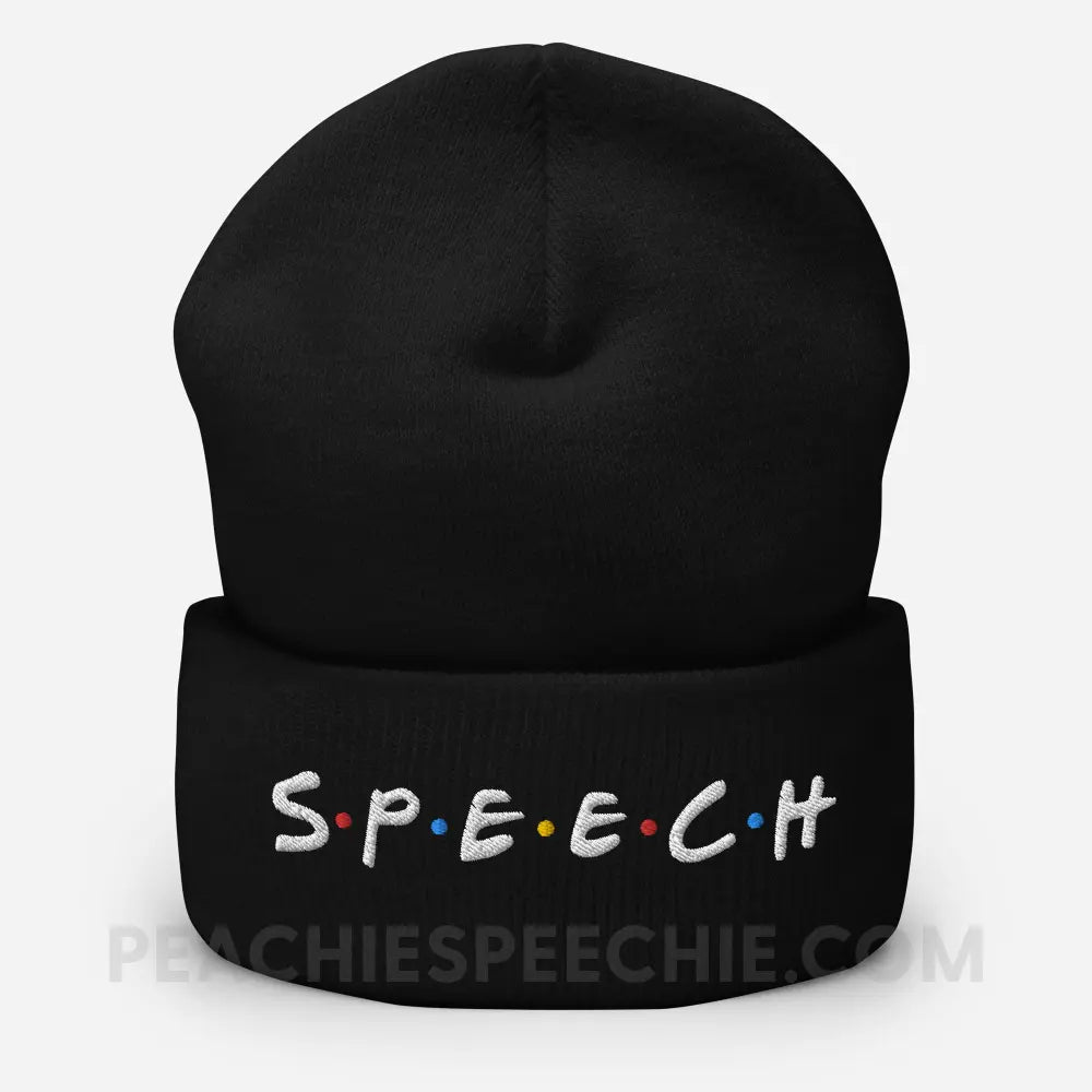 Friends Speech Embroidered Cozy Beanie - Black - Hats peachiespeechie.com