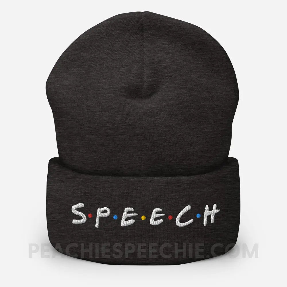 Friends Speech Embroidered Cozy Beanie - Dark Grey - Hats peachiespeechie.com