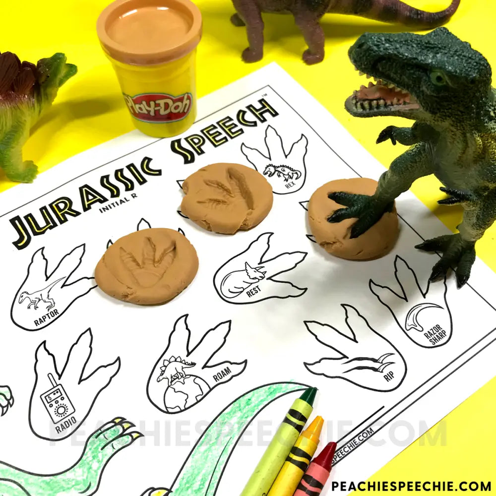 Jurassic Speech™ Dinosaur Articulation Worksheets - Materials peachiespeechie.com