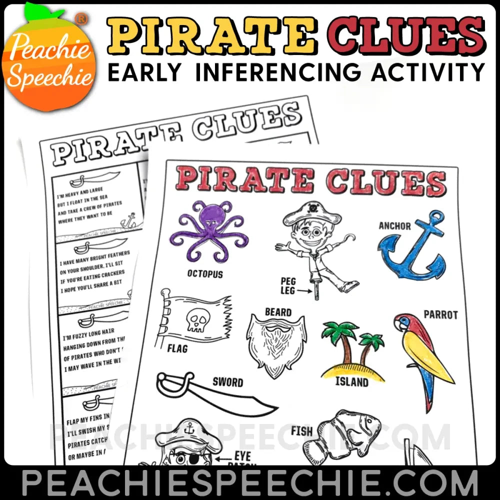 Pirate Clues: Early Inferencing Activity - Materials peachiespeechie.com