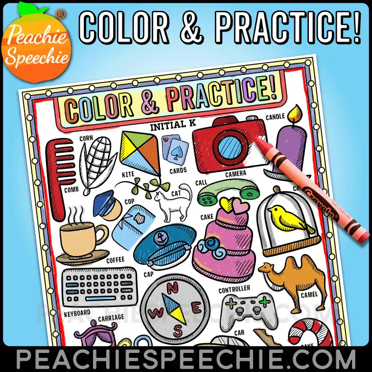 Speech Sound Coloring Pages: Articulation Book - Materials peachiespeechie.com