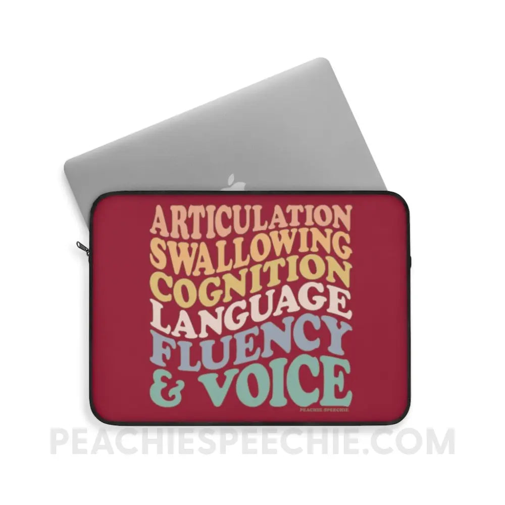 Wavy Speech Stuff Laptop Sleeve - peachiespeechie.com