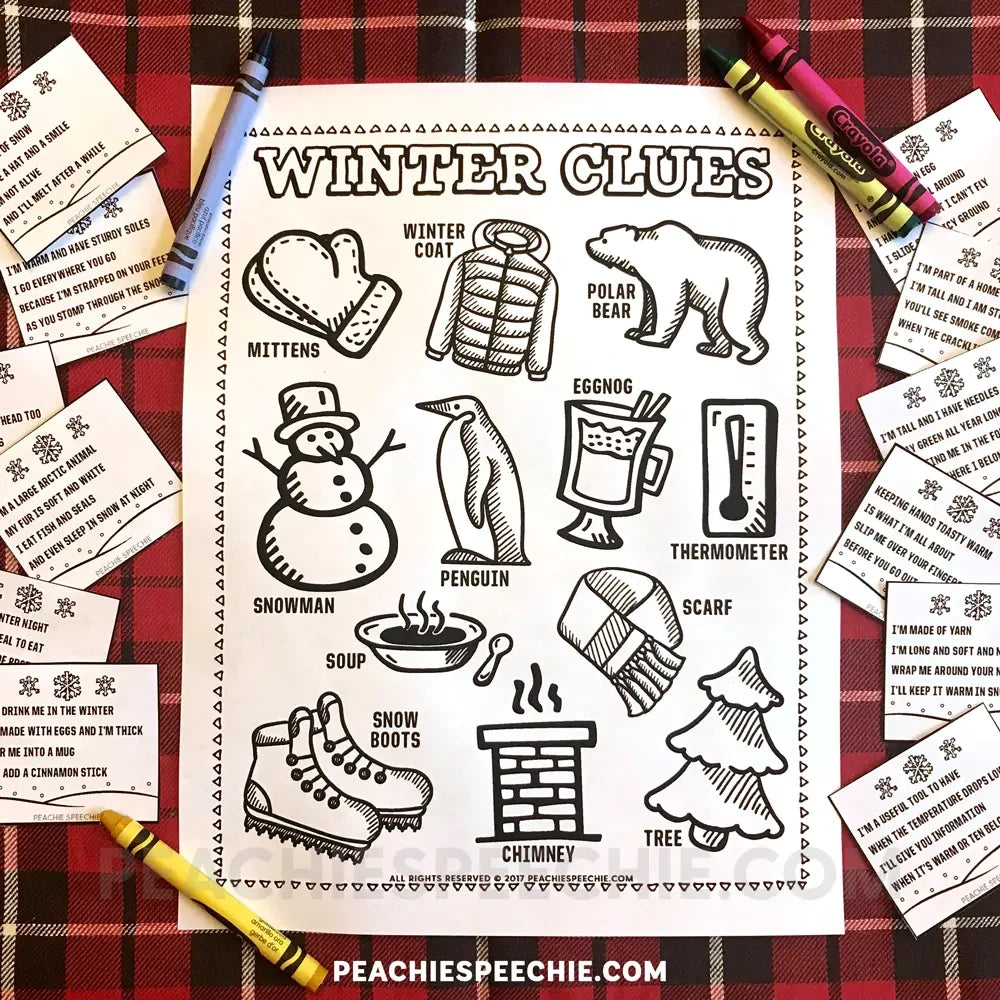 Winter Clues: Early Inferencing Activity - Materials peachiespeechie.com